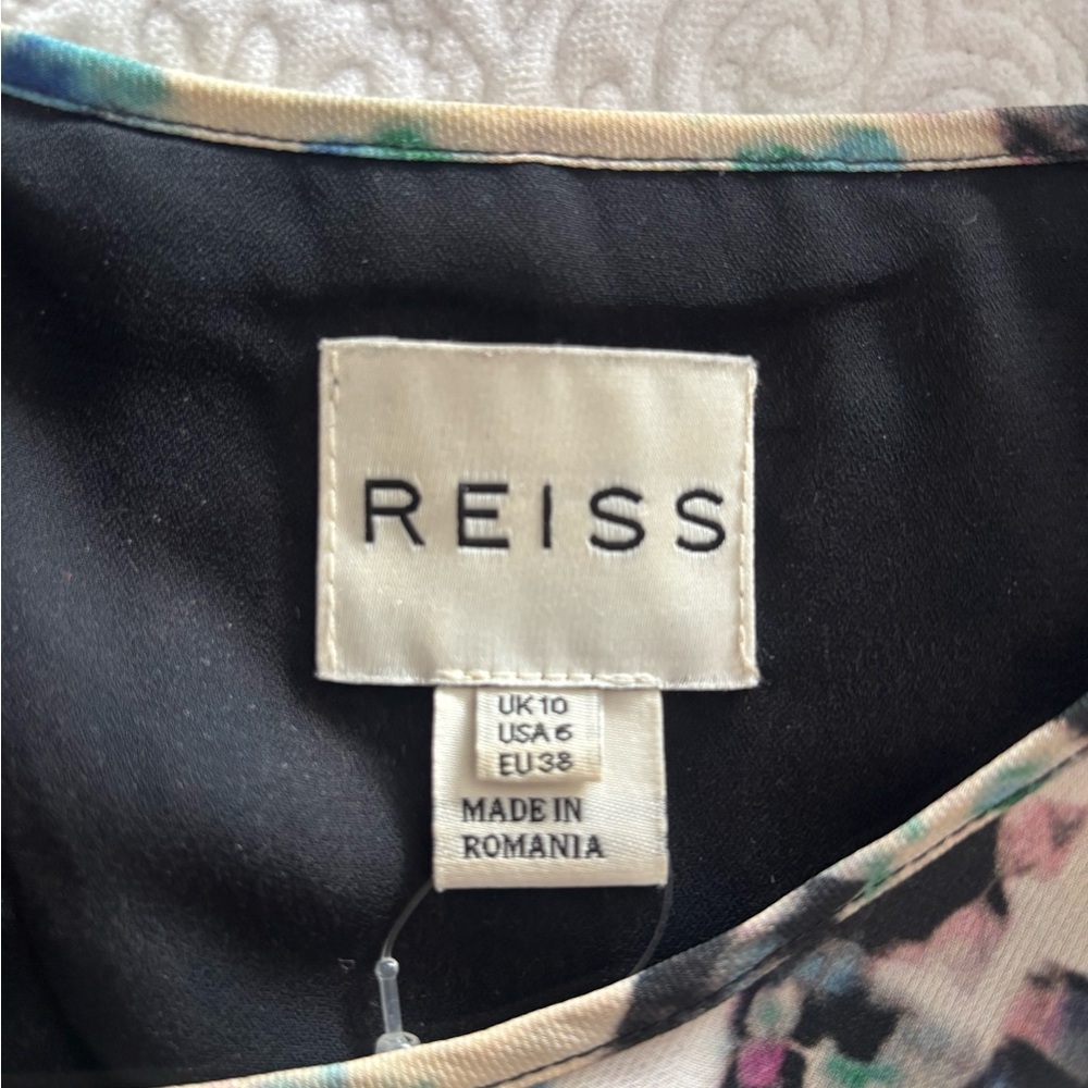 Reiss Black and White Floral Midi Dress - Picture 4 of 4